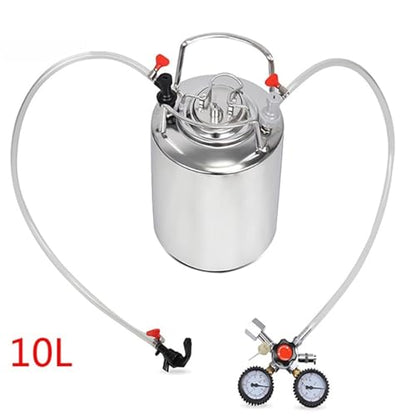 2.5 Gallon 10L Cornelius Style Stainless Steel Beer Keg with Faucet Tubing Kit and Dual Gauge CO2 Regulator