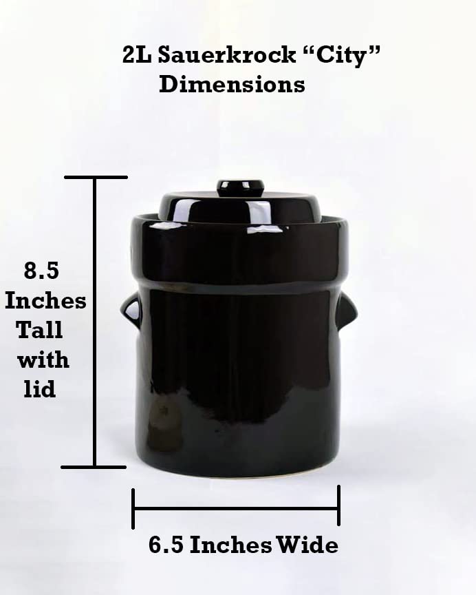 Humble House Fermentation Crock 1/2 Gallon Sauerkrock Sauerkraut Crock with Lid Weights & Pounder - Brown Ceramic Fermenting Crock Kit for Pickling Cabbage Kimchi Vegetables 2 Liter Fermentation Jar - color: Traditional Brown