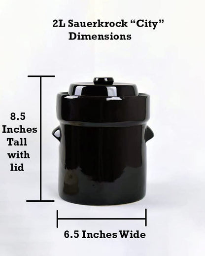 Humble House Fermentation Crock 1/2 Gallon Sauerkrock Sauerkraut Crock with Lid Weights & Pounder - Brown Ceramic Fermenting Crock Kit for Pickling Cabbage Kimchi Vegetables 2 Liter Fermentation Jar - color: Traditional Brown
