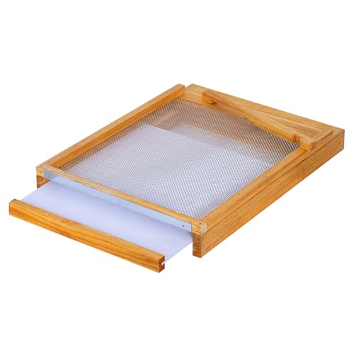 MayBee 10 Frame Screened Bottom Board Bee Hive Bottom Board - 100% Beeswax Dipped Solid Wood Base with Entrance Reducer & Ventilation, Durable Beekeeping Supplies for Langstroth Beehives - color: 10 frame board