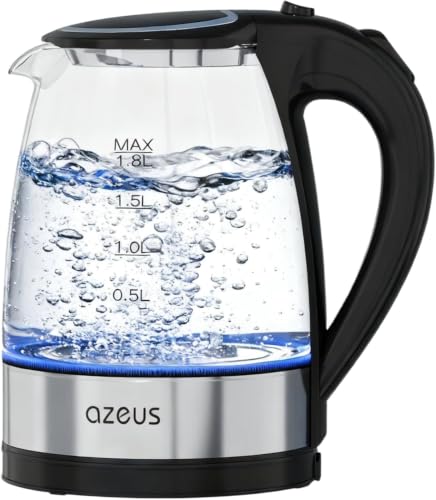 AZEUS Fast Boil Electric Water Kettle,1.8L Large Capacity with Auto Shut-Off and Boil-Dry Protection,BPA-Free Borosilicate Glass &Stainless Steel,(Pack of 8) - size: 1.9 Quarts (Pack of 8)