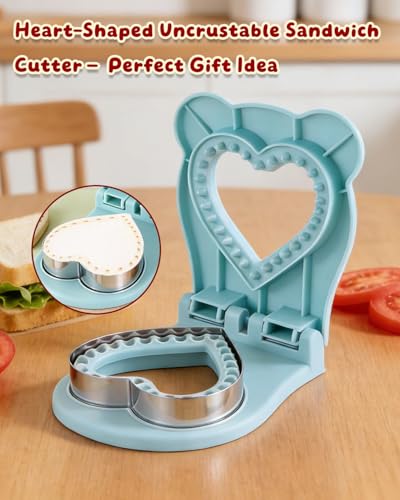 CHICHAUS Uncrustable Sandwich Maker,Sandwiches Pocket Circle Shape 3.7Inch Sandwich Cutter and Sealer,Sandwich Cutter for Kids Breakfast and lunchboxes (Heart Blue) - color: Heart Blue
