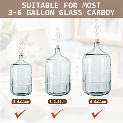 Ziliny 3 Pcs Drilled Fermentation Corks for Most 3 5 6 Gallon Glass Carboy Tapered Corks for Bubble Airlock Wood Stopper Bungs for Home Brewing Wine, Not Include Airlock, 1 x 1.5 x 1.6 inches