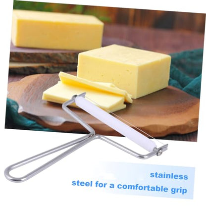 2pcs Stainless Steel Multi-purpose Cheese Slicer and Cream Cutter Efficient Butter Scraper for Kitchen and Bakery Ergonomic Wire Handle Silver Finish