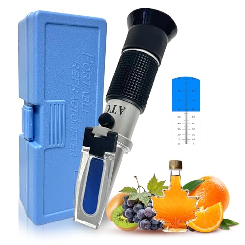 0-90% Brix Refractometer with ATC, High-Accuracy Sugar Content Tester, Pre-Calibrated & Ready to Use, Universal Optical Hydrometer Meter for Honey, Maple Syrup, Jam, Juice, Beverage