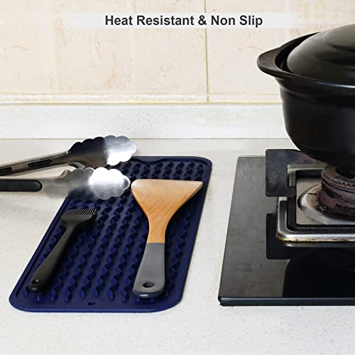 ZLR Small Dish Drying Mat (6" x 17" / 153 x 433mm) - Narrow Silicone Drainer for Kitchen Counter, Apartment & RV - Compact Sponge Holder & Sink Caddy Tray, Non-Slip Food-Grade Silicone (Midnight Blue) - color: Midnight Blue, size: 17" x 6"