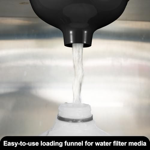 Vesici Extra Large Wide Mouth Funnel 2.5" x 10" Multi Purpose Filling Funnel Plastic Reusable for Water Softener Resin Tanks Carbon Media Jar Filling Use(Black,2 Pack) - color: Black