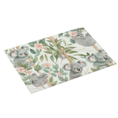 Cute Koala Holding Blossom Branch Dish Drying Mat for Kitchen Counter Microfiber Absorbent Reusable Washable 18x24in - color: Cute Koala Holding Blossom Branch