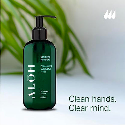 ALŌH Sanitizing Hand Gel 2-pack | Lemongrass + Aloe | 70% Alcohol Hydrating Hand Sanitizer Gel with Essential Oil, for Kids & Adults | 8oz Size Bottle (Set of 2) - color: Lemongrass + Aloe