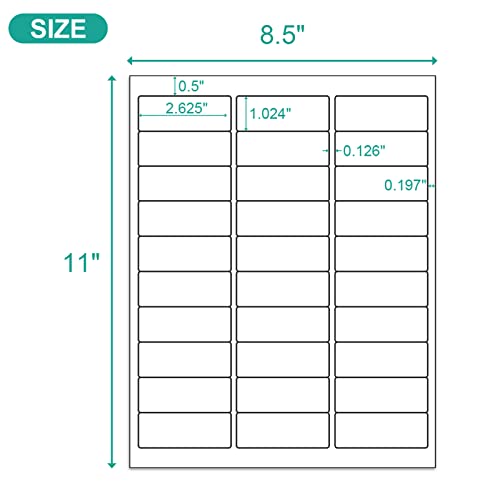MFLABEL Address Labels, 1" x2-5/8 Mailing Labels, 30-UP White Shipping Labels for Inkjet or Laser Printer, 6000 Sticker Labels (200 Sheets), 30 Labels per Sheet - size: 1" x 2-5/8" (30-up), style: 200 Sheet