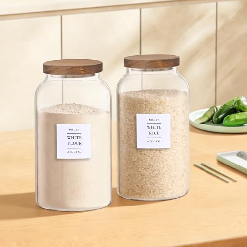 2 Pack Large Glass Storage Jars with Airtight Bamboo Lids, 95 FL OZ/2800 ml, Perfect for Kitchen Counter & Pantry Storage – Ideal for Flour, Sugar, Coffee, Rice, Nuts and More， - size: 94oz*2