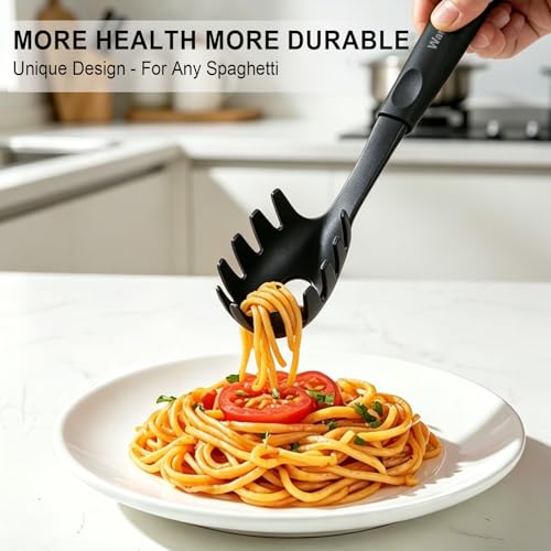 Pasta Fork and Soup Ladle Set, High Heat Resistant Spaghetti Strainer and Ladle Spoon, BPA Free Kitchen Utensils for Cooking, Stirring, Serving Pasta, Soup & Sauce