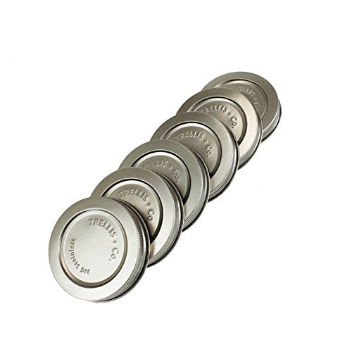 316 Stainless Steel Wide Mouth Mason Jar Lids - 6 Pack | For Storage, Dry Goods, Pickling, Gifts - Durable & Rustproof - Mason Jar Tops - size: 6 Pack