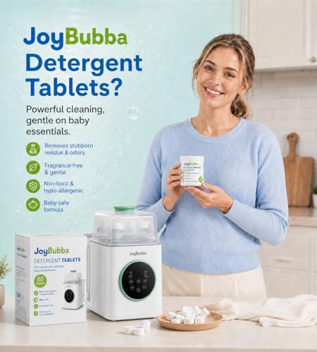 Bottle Washer Tablets, 60 Count Cleaning Detergent – Baby-Safe & TUV Certified – Removes Milk Film, Non-Toxic, Fragrance-Free – for Bottles, Pump Parts, Sippy Cups, Pacifiers & More