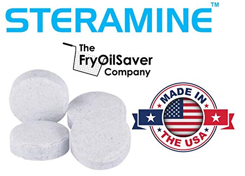 Pack of 6 (900 Tab) Steramine Sanitizing Tablets w/ 30x QT-10 Test Strips by FryOilSaver Co., Multi Purpose Contact Solution Sanitizer for Gym, Hotel, Bar, Restaurants & Food Service - size: 150 Count (Pack of 6)