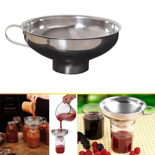 Wide-Mouth Canning Funnel With Handle For Mason Jar,Stainless Steel Kitchen Funnel For Regular and Wide Mouth Jars