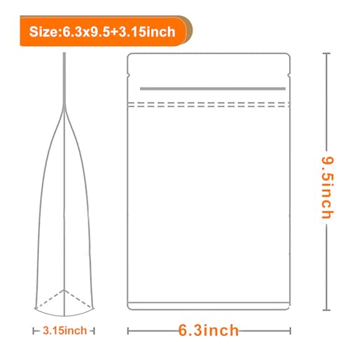 100 PCS Resealable Packaging Bags for Small Business，Kraft Bags With Window Clear Fornt Heat Seal Sealable 6.3"x9.5"Paper Zipper Stand Up Pouches Nut Bag Coffee Cookie Herb Food Bakery Storage - size: 6.3X9.5 INCH