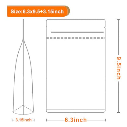 100 PCS Resealable Packaging Bags for Small Business，Kraft Bags With Window Clear Fornt Heat Seal Sealable 6.3"x9.5"Paper Zipper Stand Up Pouches Nut Bag Coffee Cookie Herb Food Bakery Storage - size: 6.3X9.5 INCH