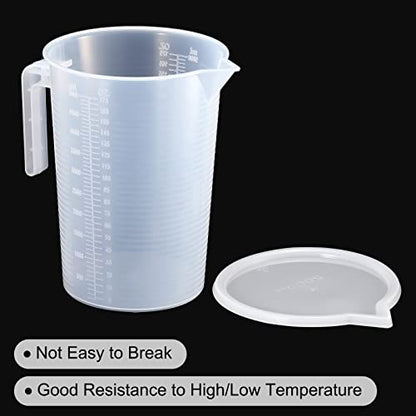PATIKIL Graduated Beaker, 5000ml PP Plastic Liquid Measuring Cup Double Sided Graduations with Handle Lid and Spout for Lab Kitchen Home - size: 5000ml