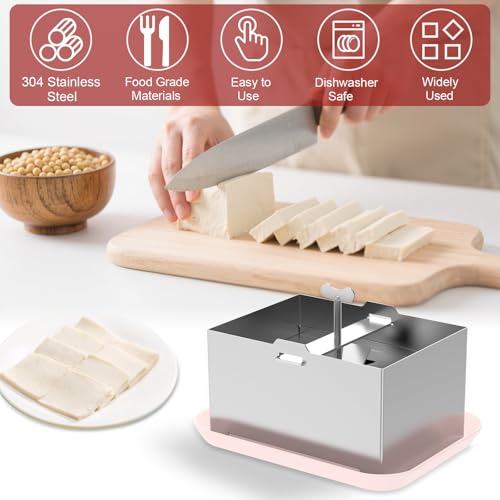 Tofu Press Stainless Steel, Sus304 Paneer Press with Presser Towel and Drip Tray, Tofu Maker for Homemade Firm Tofu, Paneer & Cheese-Fast Water Removal Enhanced Texture & Flavor