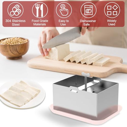 Tofu Press Stainless Steel, Sus304 Paneer Press with Presser Towel and Drip Tray, Tofu Maker for Homemade Firm Tofu, Paneer & Cheese-Fast Water Removal Enhanced Texture & Flavor