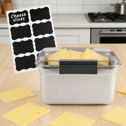 Cheese Container for Refrigerator,Cheese Stainless Steel Container with Lids,Deli Meat Saver, Non Toxic Airtight Storage Container for Stackable Sliced Grated,Shredded,Cheddar Cheeses Holder-Big - size: Large