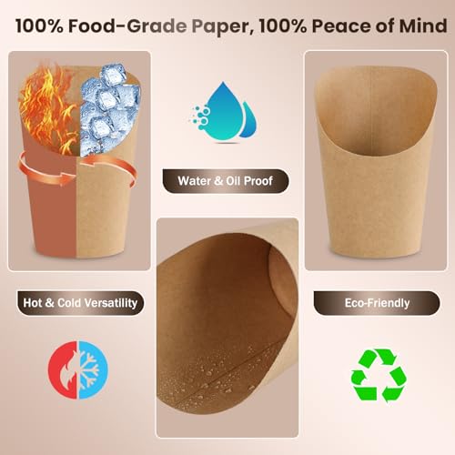 50 Pack 14oz Charcuterie Cups with Sticks and Bags, Brown Paper Charcuterie Cup, 200 Picks+50 Bags+50 Labels, Disposable Snack Cups for Parties, Weddings, Picnics, Appetizers & French Fries - color: Brown(14oz), size: 50 Cups + 200 Sticks + 50 Bags + 50 L