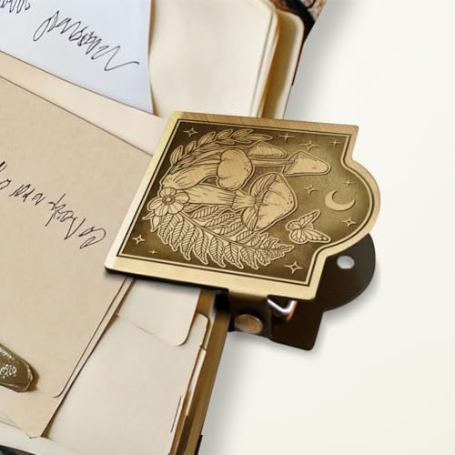 ANATTASOUL Travel Journal Clip Vintage Mushroom Plant Metal Book Clips, Decorative Heavy Duty Journal Clips to Hold Journal Open for Notebook, Photo, Bookmark, Office Kitchen Home DIY Use - style: Mushroom Plant