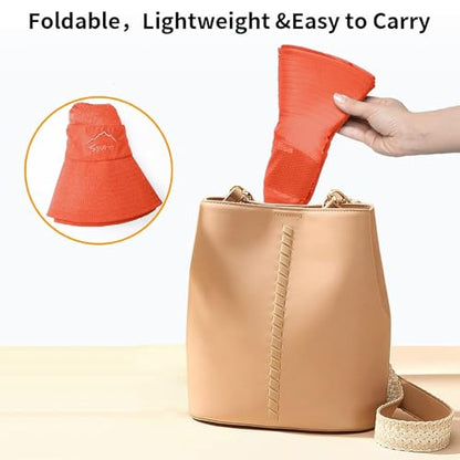 Sun Hats for Men Women Fishing Hat UPF 50+ Breathable Wide Brim Summer UV Protection Hat - color: Orange