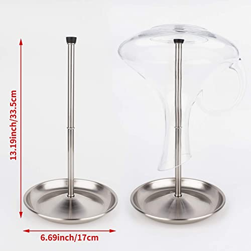 Wine Decanter Drying Stand with Silicone Head to Prevent Scratches-Detachable Shelf Decanter Rack Holder with Drip Catching Base with Wine Bottle Stopper, Decanter and Wine Glass NOT Included - style: Decanter Drying Stand D
