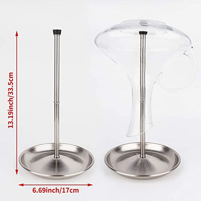 Wine Decanter Drying Stand with Silicone Head to Prevent Scratches-Detachable Shelf Decanter Rack Holder with Drip Catching Base with Wine Bottle Stopper, Decanter and Wine Glass NOT Included - style: Decanter Drying Stand D