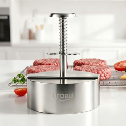 UFORU 5.5 Inch XL Burger Press,304 Stainless Steel Hamburger Patty Maker,Heavy Duty Non-Stick Patty Press, Adjustable Thickness,Dishwasher Safe Detachable Grill Tool for Beef,BBQ,Commercial Use - size: 5.5inch