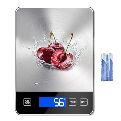 Digital Kitchen Scale, 33lb Food Scale Precisely Measures Grams and Ounces for Baking, Cooking, and Meal Prep, 304 Stainless Steel Weight Scale for Food with LCD Display, Batteries Included - size: 0.1 oz/15kg Rechargeable