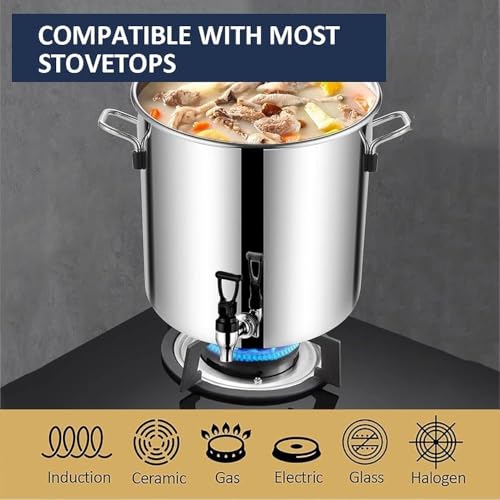 Premium Stainless Steel Brewing Kettle with Lid & Spigot – Perfect for Home Brewing, Soup Preparation, Beverages, and Kitchen Storage – Durable, Easy to Clean, 5-20 Gallon Options - size: 5L (20*20cm/7.8*7.8inch)