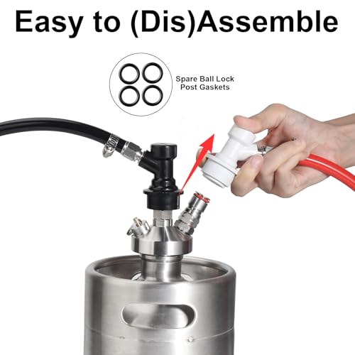 MRbrew Ball Lock Keg Fittings 3 Pairs Quick Ball Lock Disconnect Set with Stainless 5/16” Gas 1/4” Liquid Barbed MFL Swivel Nuts for Corny Keg Connectors Ball Lock for Keg Posts, Keg Coupler, Homebrew