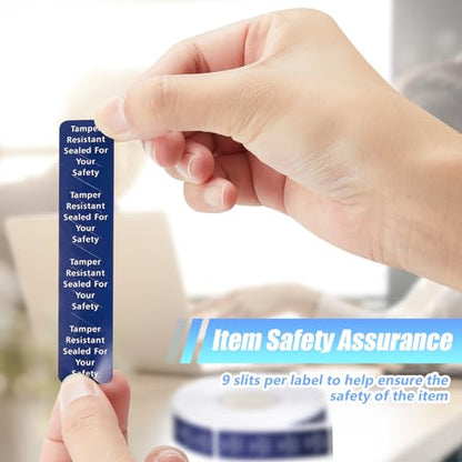 Outus 1000 Pcs Tamper Evident Labels Rolls Adhesive Safety Stickers 0.75 x 3.5'' Tamper Evident Tape for Security Food Delivery Bag Closure Container Box Jar Mailing Packaging Sealing (Navy Blue) - color: Navy Blue