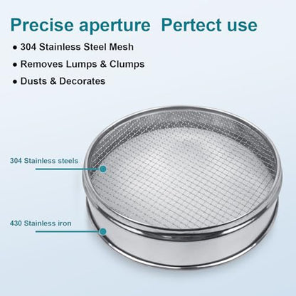 304 Stainless Steel Mesh Lab Sieve, 4 Mesh(4.75mm) Aperture Test Sieve, 7.9Inch(20cm) Diameter Economy Standard Analysis Sample Test Sieves for Industrial Laboratory Homes - size: 4Mesh(4.75mm)/Ф7.9in
