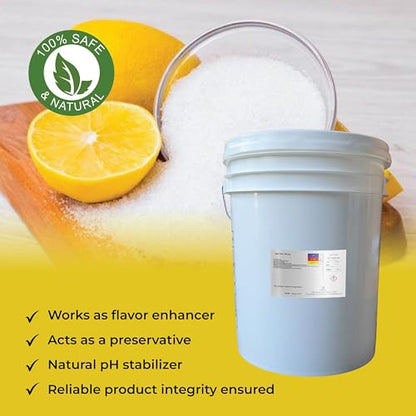 Citric Acid USP Anhydrous Fine Granular Jungbunzlauer Food and Cosmetic Grade pH Control Preservative Crystal Powder for Baking Cleaning DIY Formulations and Household Applications - 44 Pounds