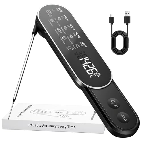 Smart Meat Thermometer Digital with Ultra-Fast 0.5 Sec Instant Read, Oven Safe for Grill, BBQ, Smoker, Candy