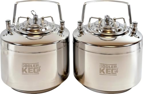 Refillable Keg Set - 3.5 gallon combined capacity, Stainless Steel Kegs for Beer, Cocktails, Mixed Drinks, Cider, Seltzer, Ball Lock, Quick Disconnects 1.75 gal or 6.5 liters or 228 oz each - size: Pair - 3.5 gallons