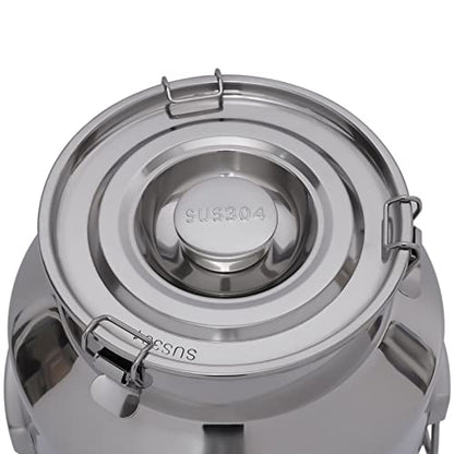 Stainless Steel Milk Can 28L/7.4Gallon Milk Bucket Heavy Duty Milk Jugs with Lid Thickened Edges and Silicone Sealing for Storing Wine Food Oil Water - color: 28L-7.39Gal With Faucet