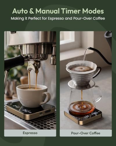 Maestri House S2 Espresso Coffee Scale with Timer, USB-C Rechargeable 2kg/0.1g Precision Shot Scale, Digital Scale for Espresso Brewing(Black & Gold) - color: Black&Gold