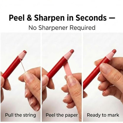 12-Pack China Markers Grease Pencils - Professional Peel-Off Wax Pencils for Marking on Glass, Metal, Wood, and Plastic (Red 12) - color: Red 12