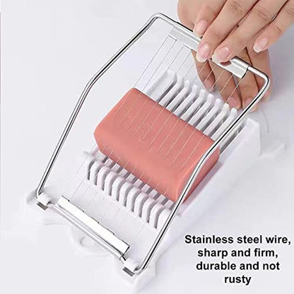 FENGCHEN Spam Slicer, Easy Luncheon Meat Cutter with Stainless Wires, Multi-purpose Soft Food Cutter for Luncheon Meat, Fruit of Kitchen Home Use, Durable and Rust Resistant Food Prep Accessory,White - color: White