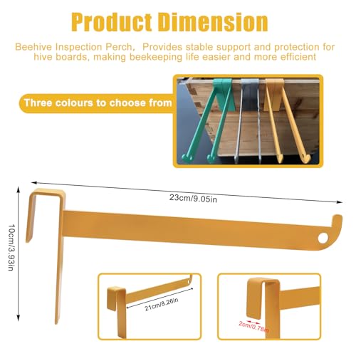 2Pcs Beehive Frame Holder, Stainless Steel Painted Beehive Frame Perch, Stackable Bee Hives 2mm Thickness Bee Hive Stand Frame Grip, Beekeeping Frame Support Supplies for Beekeeper - color: Bright Vivid Yellow-2