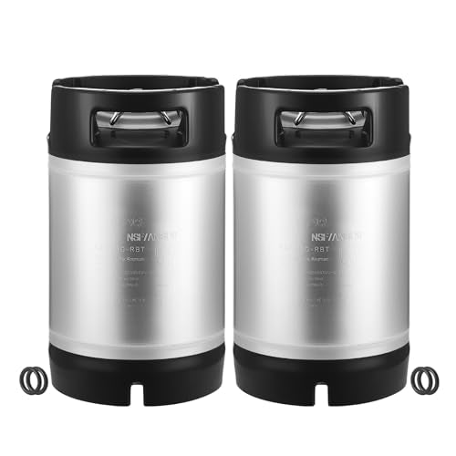 VEVOR Corny Keg, 2.5 Gallon Ball Lock Keg, SUS304 Cold Brew Kegs with Dual Rubber Handles & Heavy-Duty Rubber Bottom, Brewing Equipment for Home Brewing Party, 2 PCS - size: 2.5 Gal*2 - Corny Keg