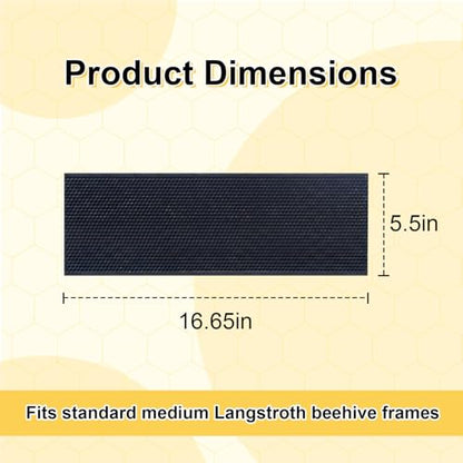 Honey Lake 10-Pack Medium Beehive Foundation Sheets for Langstroth Frames, Beeswax Coated Food-Grade Plastic, Honeycomb Pattern Beekeeping Foundation (Black) - color: 10-Medium-Black