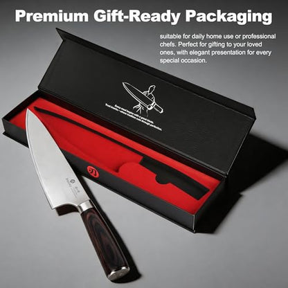 imarku 8.5 Inch Pro Japanese Chef Knife, Ultra Sharp Kitchen Knife 10Cr15Mov Stainless Steel, Triple-Layer Composite Blade, Ergonomic Pakkawood Handle, Professional Cutting Knife,Birthday Gift - color: Nature Brown