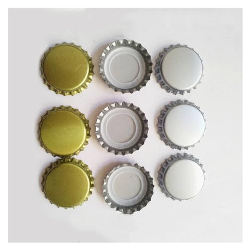 100Pcs/Lot Beer Bottle Crown Caps Oxygen Absorbing Seal Beer Bottle Caps for Home Brewing(Silver) - color: Silver