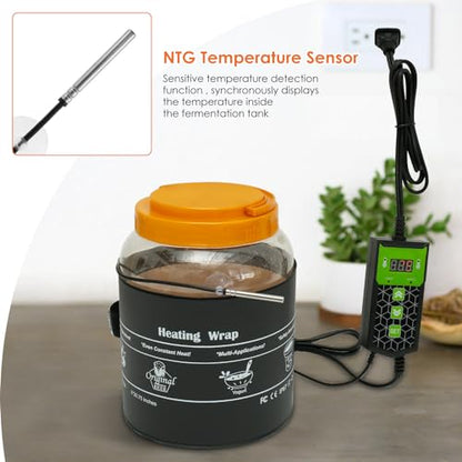 Kombucha Heating Wrap Even Heating Kombucha Jar Heater Wrap Waterproof Fermentation Heating Pad Fermentation Heater Wrap with Precise Temperature Control for Home Fermentation 5.5×20.8in